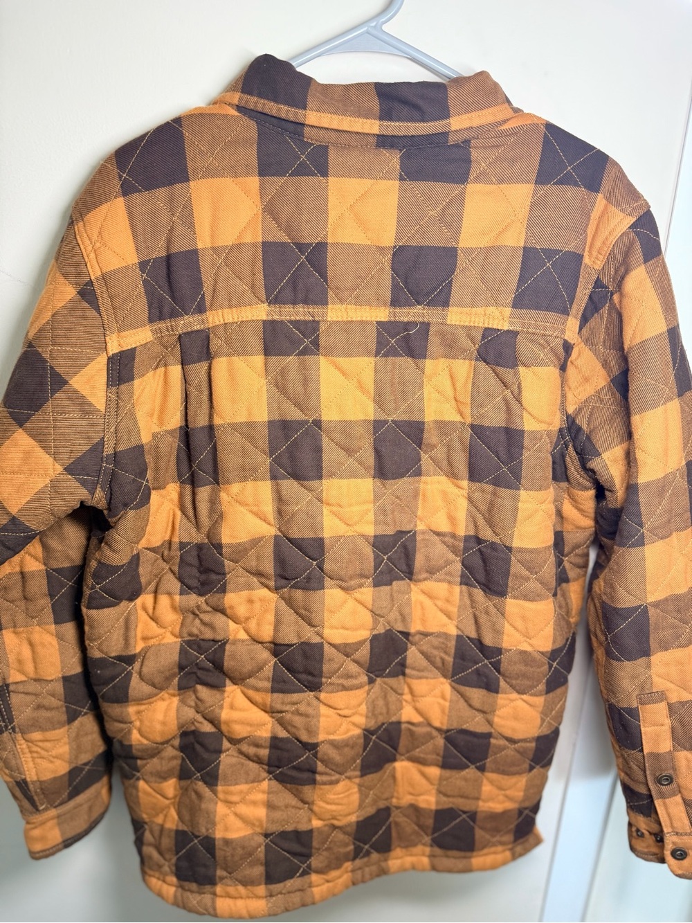 Swiss Tech Sherpa Lined Quilted Flannel Shacket Men’s M Brown Mustard Plaid - Picture 3 of 6